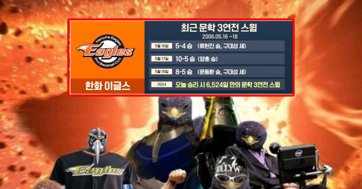 오늘 한화이글스가 세운 미친 기록 두가지