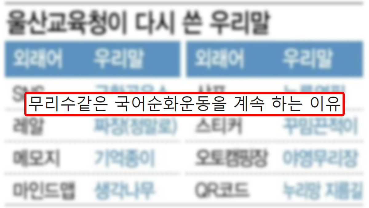 무리수같은 국어순화운동을 계속 하는 이유
