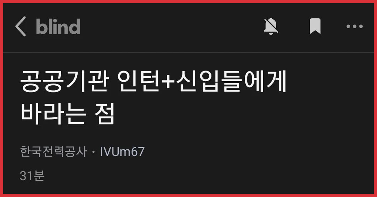 공공기관 인턴 + 신입들에게 바라는 점