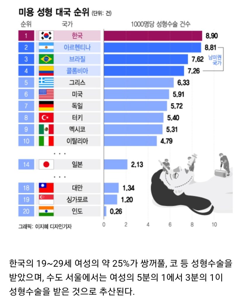 미용성형대국 순위