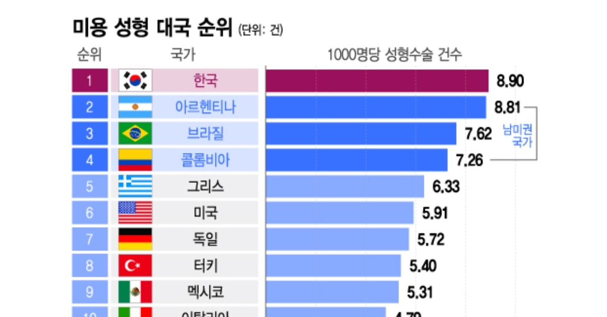 미용성형대국 순위